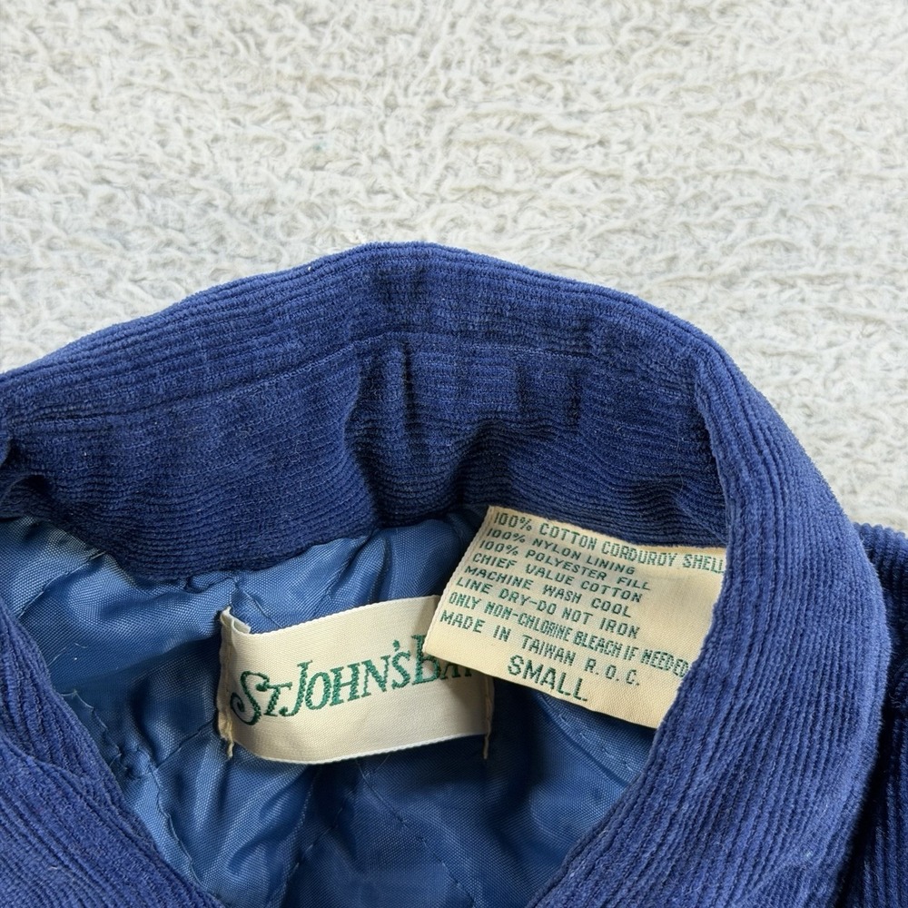 Vintage St Johns Bay Shacket Mens Small Blue Corduroy Quilt Lined Shirt Jacket - Picture 3 of 7